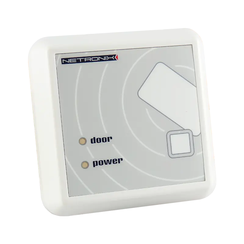 Netronix UW-MDN wall mount RFID proximity card and transponders reader from the MIFARE® (ISO14443-3) family operating at 13,56MHz high frequency, equipped with an 1-Wire® interface (Dallas DS1990 emulation).
